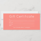 Carte Certificat-cadeau élégant Corail & Perle (Dos)