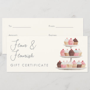 Carte Certificat Cadeau Élégant de la Boulangerie de Cup