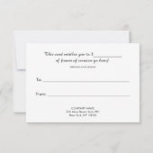 Carte Certificat Cadeau Élégant et Simple avec Bokeh Bla (Dos)