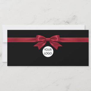 Carte Certificat Cadeau Élégant Logo Ruban Noir