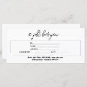 Carte Certificat cadeau Élégant pour écriture manuscrite (Devant / Derrière)