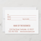 Carte Certificat cadeau Elegant Rose Ciseaux Or Phuile (Dos)