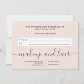 Carte Certificat cadeau élégant rose fuchsia tendance (Dos)