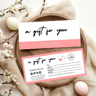 Carte Certificat Cadeau Élégant Rose Saint-Valentin 