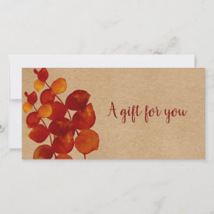 Carte Certificat Cadeau Élégant Rustique Feuilles d'Euca