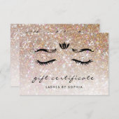 Carte Certificat cadeau Élégant Sparkly Champagne Lashes (Devant / Derrière)