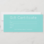 Carte Certificat cadeau Elegant Turquoise & Pearl (Dos)