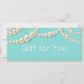 Carte Certificat cadeau Elegant Turquoise & Pearl (Devant)