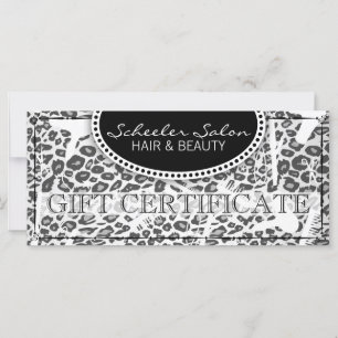 Carte Certificat cadeau Empreinte de léopard pour cheveu