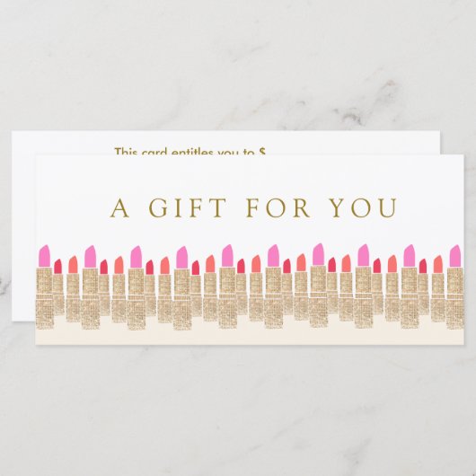 Carte Certificat cadeau en bâton à lèvres Sequin or Salo (Devant / Derrière)