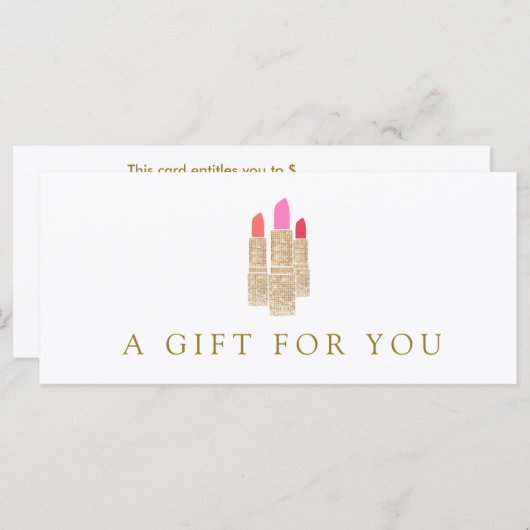 Carte Certificat cadeau en bâton à lèvres Sequin Or Salo (Devant / Derrière)