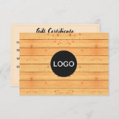 Carte Certificat Cadeau en Bois Rustique (Carte de Logo  (Devant / Derrière)
