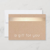 Carte Certificat cadeau en carton Kraft tan or rayé (Devant)