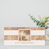 Carte Certificat cadeau en cuivre et en crème Tropical P (Debout devant)