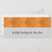Carte Certificat cadeau en Gris Noir Orange (Devant)