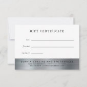 Carte Certificat cadeau en marbre argent Shimmer (Dos)