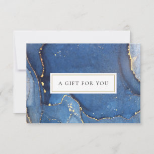Carte Certificat Cadeau en Marbre d'Agate Navy Gold Glit