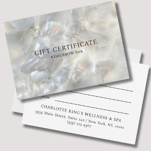CARTE CERTIFICAT CADEAU EN MARBRE EN ARGENT BLANC