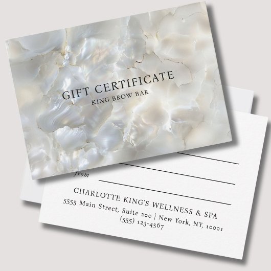 CARTE CERTIFICAT CADEAU EN MARBRE EN ARGENT BLANC