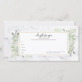 Carte Certificat cadeau en marbre naturel vert (Devant)