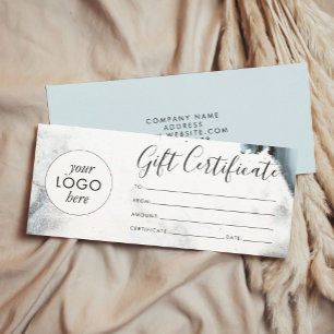 Carte Certificat cadeau en marbre noir gris glace