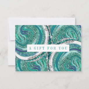 Carte Certificat Cadeau En Marbre Turquoise Et Argent