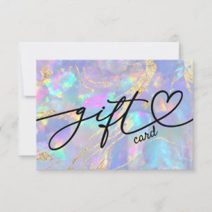 Carte certificat cadeau en opale holographique faux