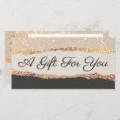 Carte Certificat cadeau en papier Shimmer noir or (Devant / Derrière)