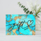 Carte certificat cadeau en pierre turquoise (Debout devant)