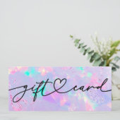 Carte certificat cadeau en pierre violet opal (Debout devant)