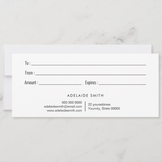 Carte certificat cadeau en pierre violet opal (Dos)