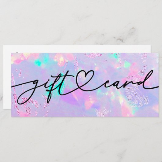 Carte certificat cadeau en pierre violet opal (Devant / Derrière)