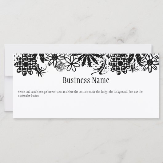 Carte Certificat cadeau en pointillé noir et blanc (Dos)