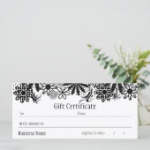 Carte Certificat cadeau en pointillé noir et blanc (Debout devant)