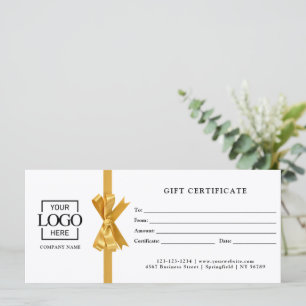 Carte Certificat Cadeau Entreprise Blanc Élégant Personn