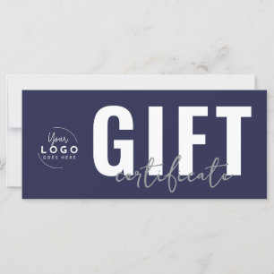 Carte Certificat Cadeau Entreprise Bleu Marine Logo