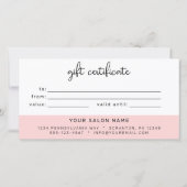 Carte Certificat Cadeau Entreprise Écriture Moderne Mini (Dos)