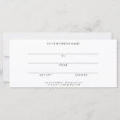 Carte Certificat Cadeau Entreprise Écriture Moderne Tend (Dos)