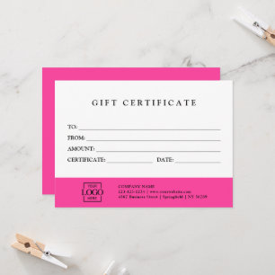 Carte Certificat Cadeau Entreprise Élégant Moderne Perso