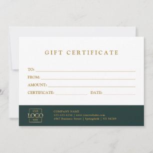 Carte Certificat Cadeau Entreprise Élégant Moderne Perso