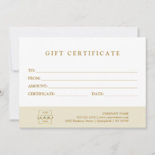Carte Certificat Cadeau Entreprise Élégant Moderne Perso