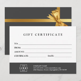 Carte Certificat Cadeau Entreprise Élégant Moderne Perso