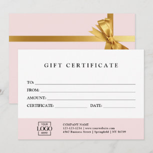 Carte Certificat Cadeau Entreprise Élégant Moderne Perso