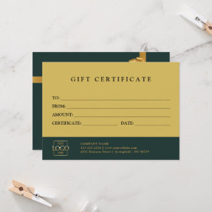 Carte Certificat Cadeau Entreprise Élégant Moderne Perso