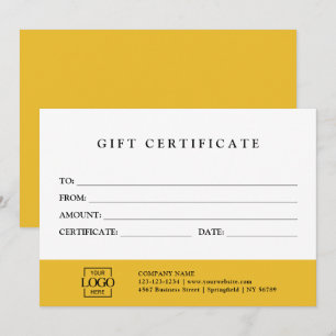 Carte Certificat Cadeau Entreprise Élégant Moderne Perso