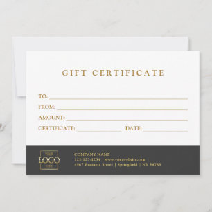 Carte Certificat Cadeau Entreprise Élégant Moderne Perso