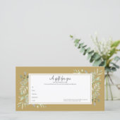 Carte Certificat Cadeau Entreprise Feuillage Vert Doré (Debout devant)