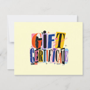 Carte Certificat Cadeau Entreprise Jaune Coloré