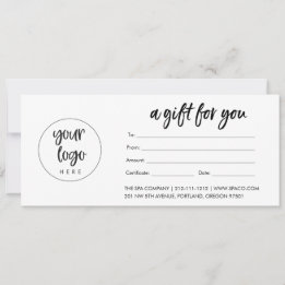 Carte Certificat Cadeau Entreprise Logo Moderne (Mat)