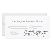 Certificat Cadeau Entreprise Logo Script Rose